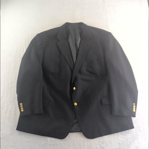 Wimbledon Of England Wool Blend Navy Gold Button Suit Jacket Men's 56R - Picture 1 of 11